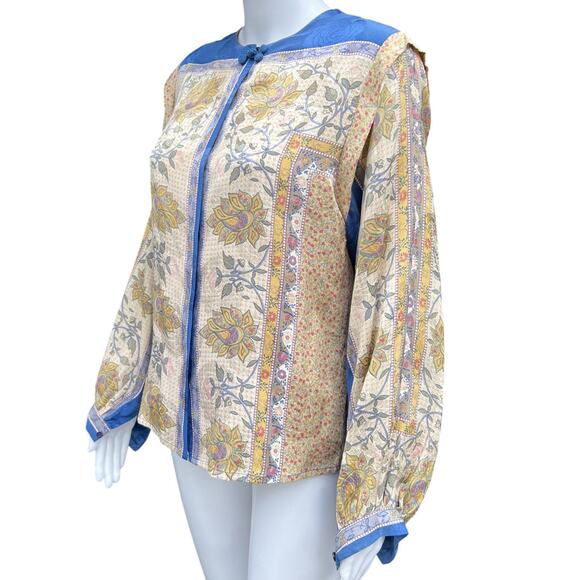 Vintage The Silk Farm Abstract Floral Longsleeve Blouse Women’s 8 100% Silk - Picture 2 of 6